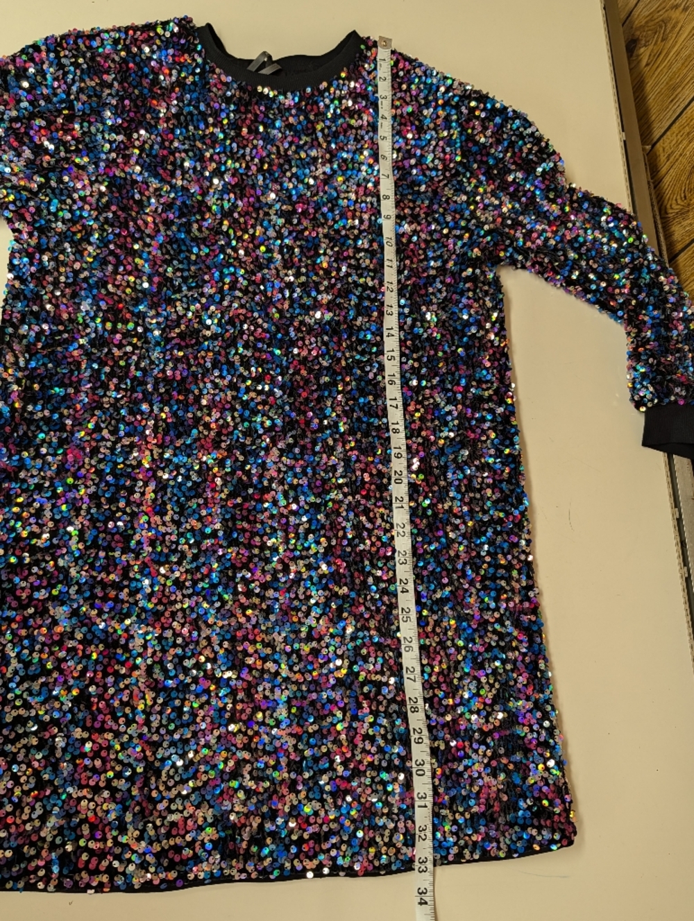 Anthropologie Sparkling Multicolor Sequin Sweatshirt Mini Dress - Picture 13 of 15